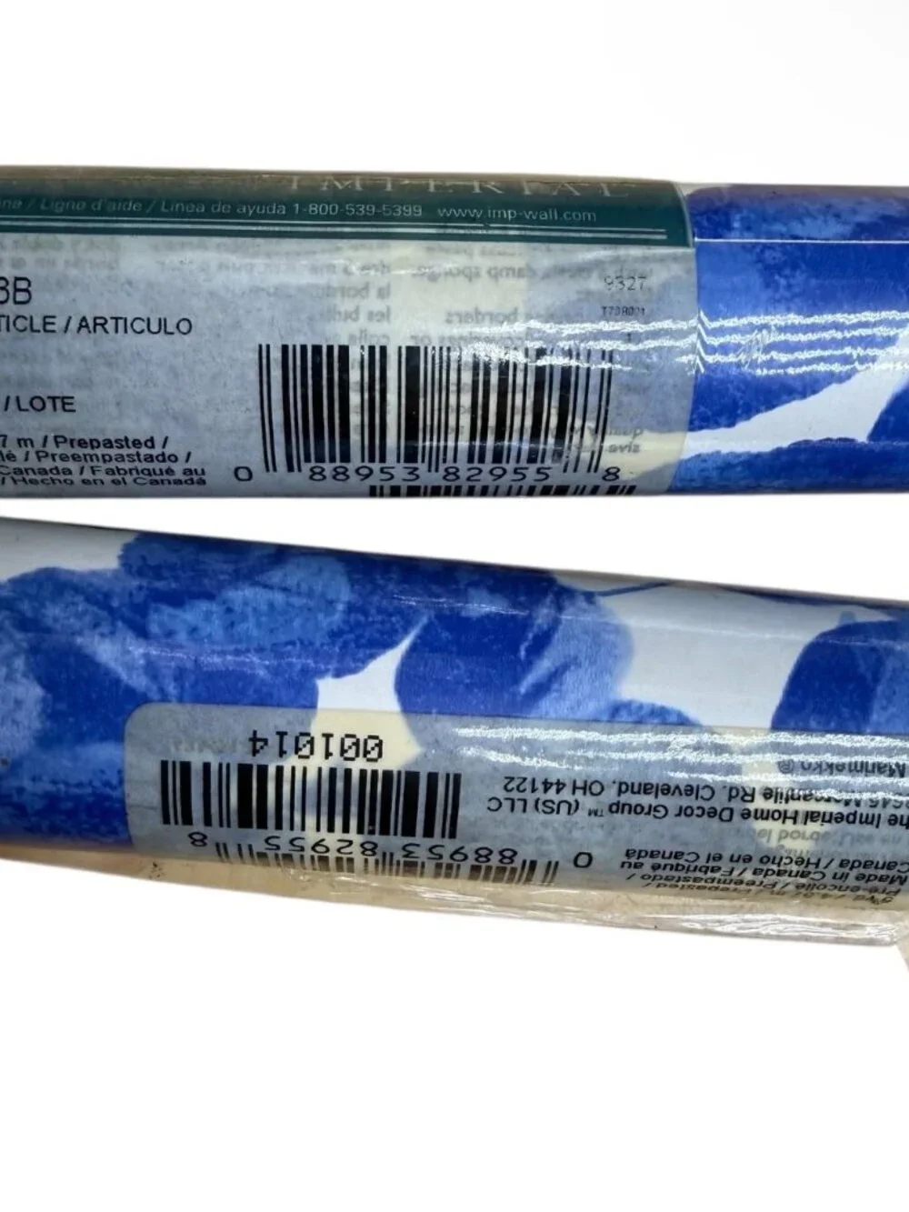 Marimekko Imperial Vintage Wallpaper Border Blue White Leaf Cottage Chic 2 Rolls